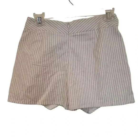 Aqua Women's White/Tan Poly/Spandex Striped Lined Skort - Picture 7 of 10